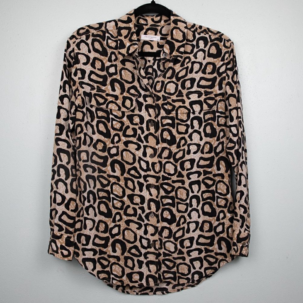 Equipment animal print silk blouse-XS